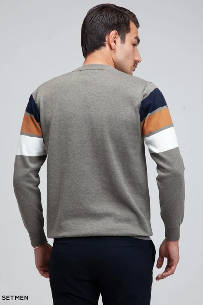 بافت یقه گرد سه خط