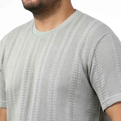 تیشرت آستین کوتاه بافت مردانه سیزر مدل 15512056