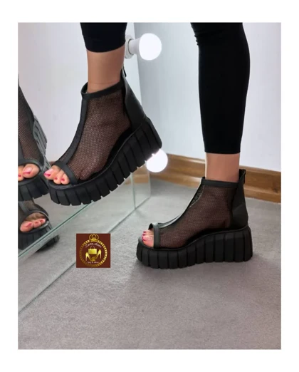 صندل سوپر لژدار زنانه توری ساق‌دار