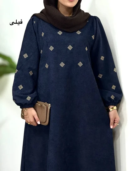 پیراهن مانتویی گلدوزی جیران