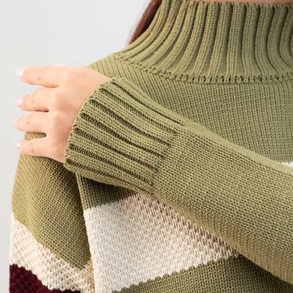 بافت یقه ایستاده اورسایز زنانه - 03251116