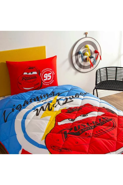 سرویس لحاف یک نفره Taç مدل Cars Mcqueen پنبه‌ای - قرمز