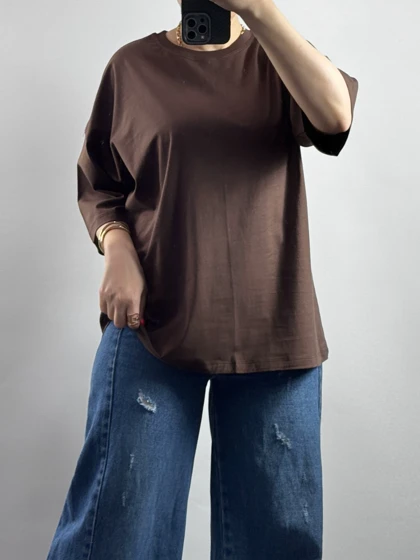 تیشرت باکسی نخ پنبه زنانه 63001