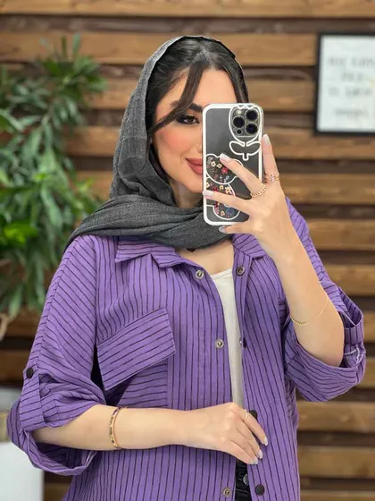 مانتو راه راه دو جیب آستین پاگن