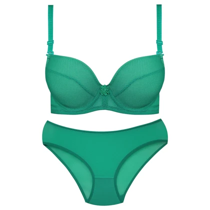 ست شورت و سوتین زنانه لنا مدل فنردار بند متحرک کاپ اسفنجی سبزآبی تیره کد 4961