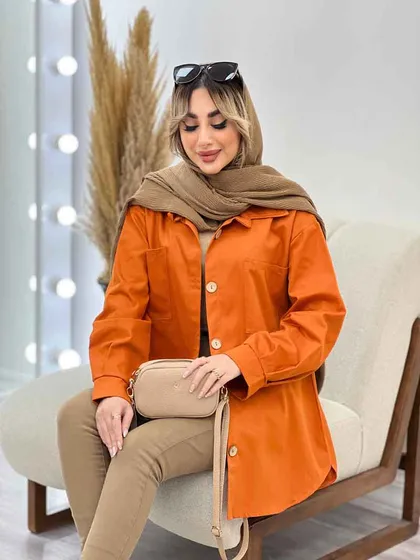 مانتو دو جیب دکمه چوبی