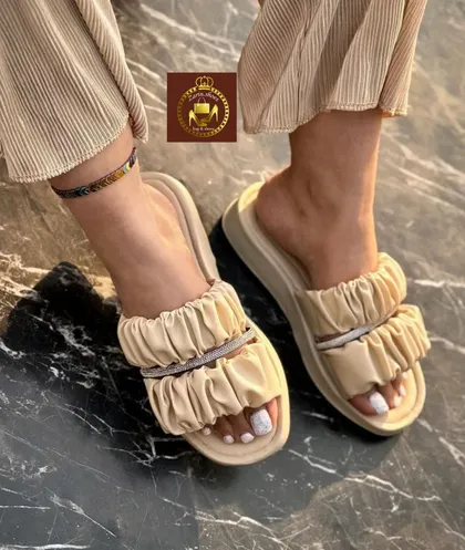 دمپایی روفرشی نگینی زنانه دخترانه چروک نگین