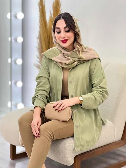 مانتو کتان دو جیب شاینا
