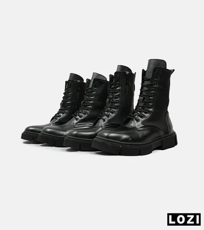 بوت مردانه چرمی مشکی ZARA