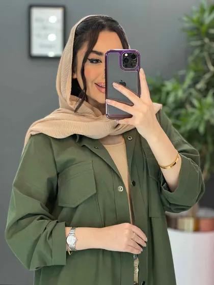 مانتو لینن دو جیب پاکتی