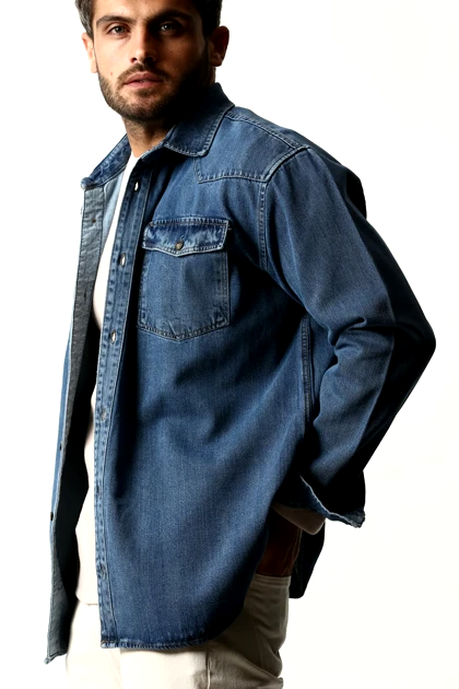 پیراهن برش‌دار جین مردانه