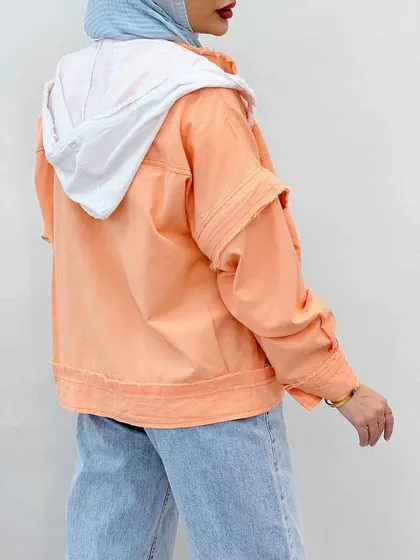 کت کتان دو جیب کلاه دار