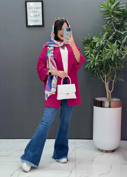 مانتو کتی چهاردکمه آستین دوبل
