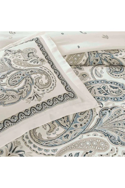 سرویس روتختی دو نفره Taç مدل Ivory Saten پنبه‌ای - آبی