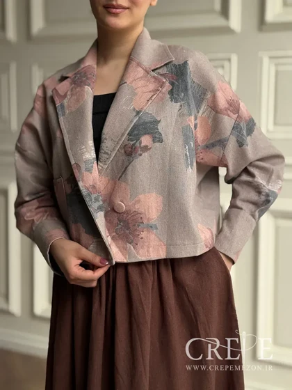 کراپ دامن لینن گل‌دار