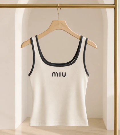 کراپ تاپ زنانه وارداتی فری سایز Miu Miu پارچه کبریتی در 4 رنگ