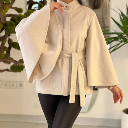 کت زنانه پانچ موهر مدل یقه ایستاده