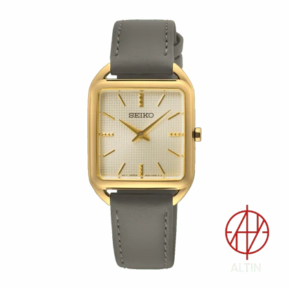 ساعت مچی زنانه کلاسیک با قاب طلایی و بند چرمی – Seiko Ladies Watch SWR090P1