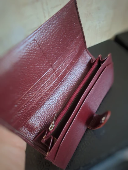 کیف پول چرم طبیعی زرشکی Burgundy Leather Wallet