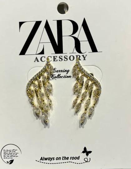 گوشواره استیل ضد حساسیت مارک زارا رنگ طلایی