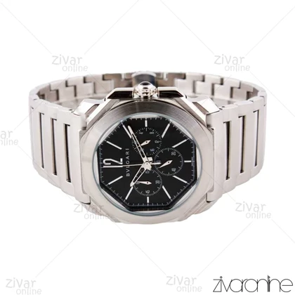 ساعت بولگاری مردانه سه موتوره نقره ای صفحه مشکی 103221