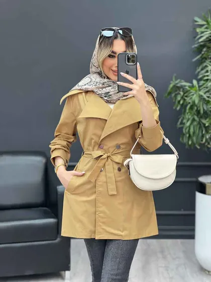 مانتو کمردار دو جیب