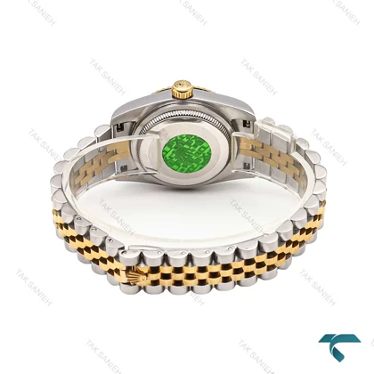 رولکس زنانه دورنگ طلایی صفحه آبی مدیوم Rolex-5977-L