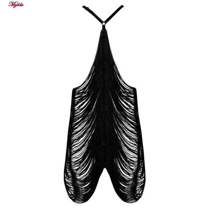 لباس خواب زنانه ریش ریشی مشکی کد 4438-9726
