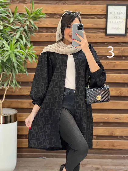مانتو طرح دار آستین پفی