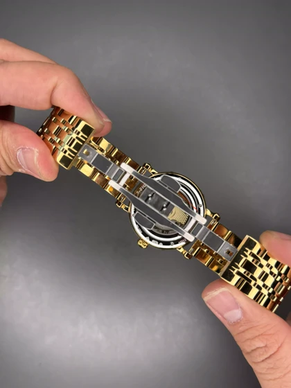 ساعت مچی پتک فیلیپ فول دیت بند طلایی صفحه مشکی Patek Philippe