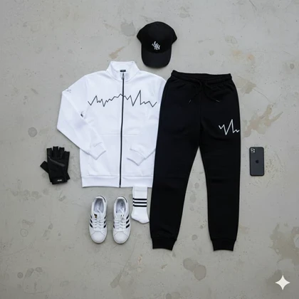 ست سویشرت شلوار مردانه سفید مدل EKO