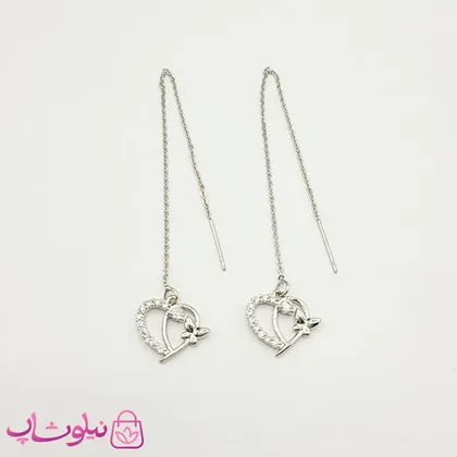 گوشواره بخیه ای YSX طرح قلب نقره ای