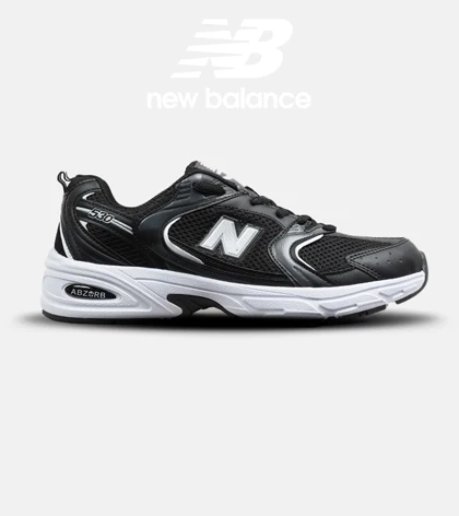 کفش کتانی زنانه و مردانه مشکی سفید NEW BALANCE 530 مدل 6626