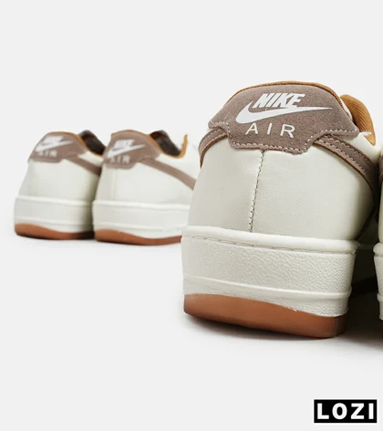 کفش بزرگ پا سفید قهوه ای NIKE AIR FORCE مدل 8226
