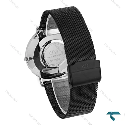 ساعت دنیل ولینگتون مردانه بند حصیری نقره ای مشکی DW-8932-G