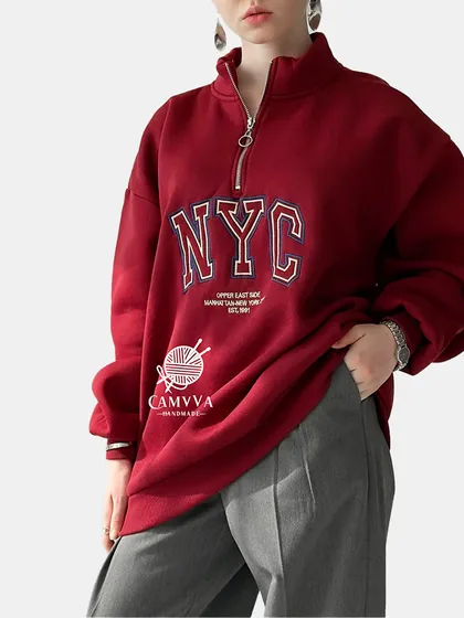 دورس زرشکی نیم زیپ NYC