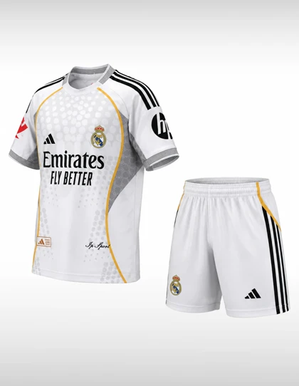 ست تیشرت و شلوارک هواداری فوتبال پسرانه آدیداس Adidas Real Madrid Fan Set J