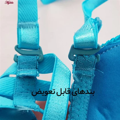 ست شورت و سوتین زنانه مدل پوش آپ فنردار کاپ اسفنجی بند متحرک رنگ آبی فیروزه ای لنا ژنکن