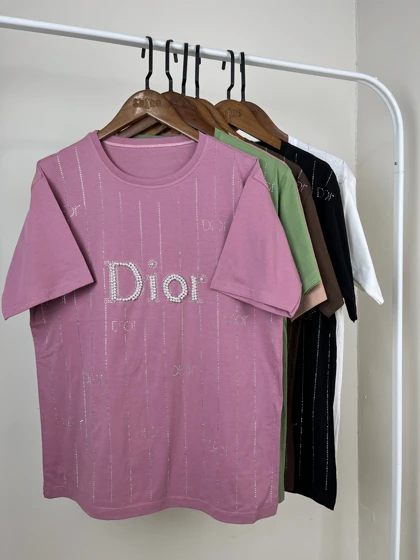 تیشرت پنبه نگین‌دار DIOR