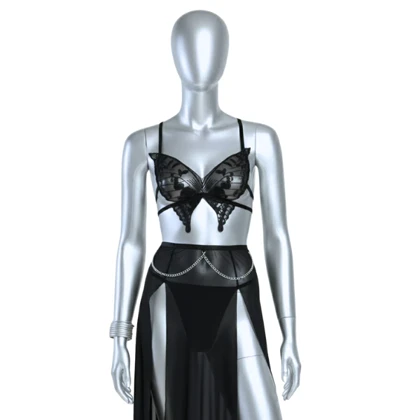 لباس خواب زنانه مدل پروانه ای دامن چاک‌دار لاوین