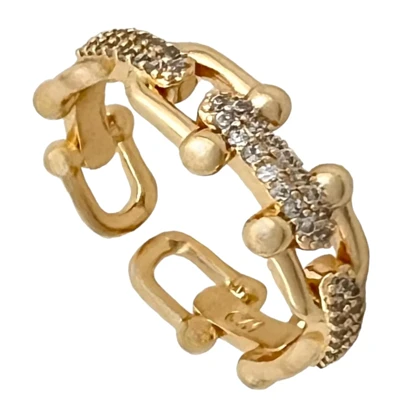 انگشتر زنانه مدل لینکا پیور طرح طلا با نگین درخشان