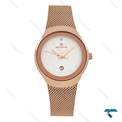 ساعت زنانه نیوی فورس NF5004 بند حصیری رزگلد NaviForce-7676-L