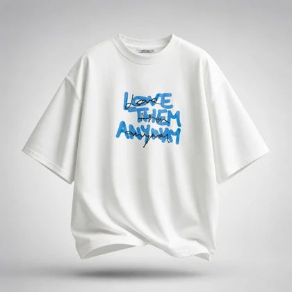 تیشرت مردانه سفید چاپ LOVE پارچه دورس 2 نخ