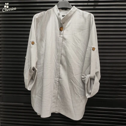 شومیز ساده بلند دکمه چوبی زنانه کد 32