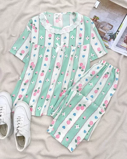 ست تیشرت و شلوار موسلین کد 5544