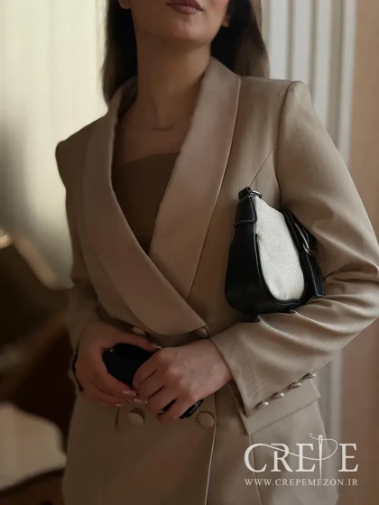 ست کت و شلوار راه راه یقه ساتن