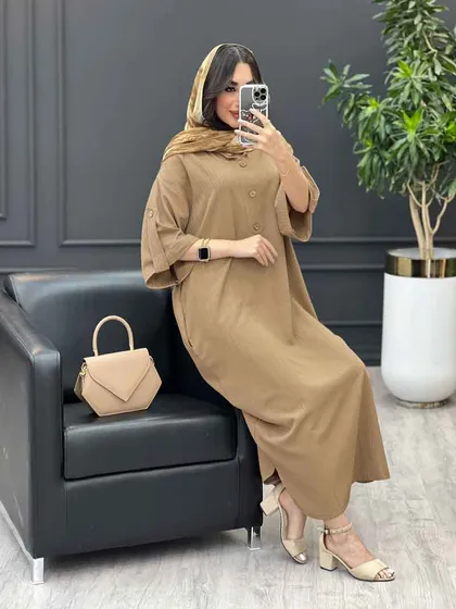 مانتو پیراهنی بلند آستین پاگن