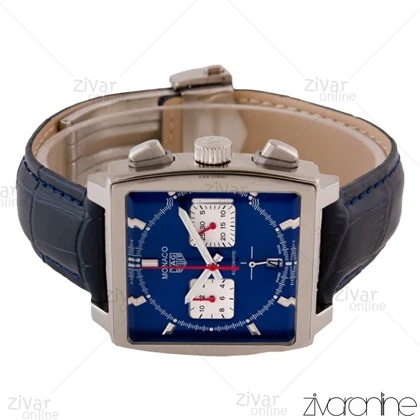 ساعت تگ هویر موناکو مردانه قاب سیلور بند چرم سرمه ای 104004