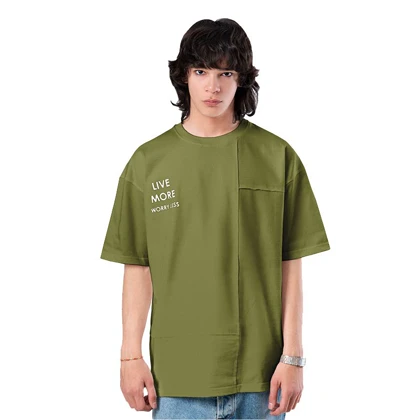 زیگ تیشرت آستین کوتاه olive live more tshirt-9866