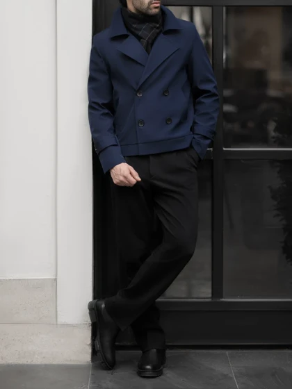 بارانی کراپ سرمه ای کارلوتی کد r119